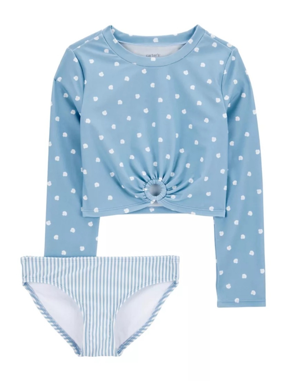 Girls 2 piece Swimsuit Carter's Light Blue Stripe and Shell Print size 6/6x